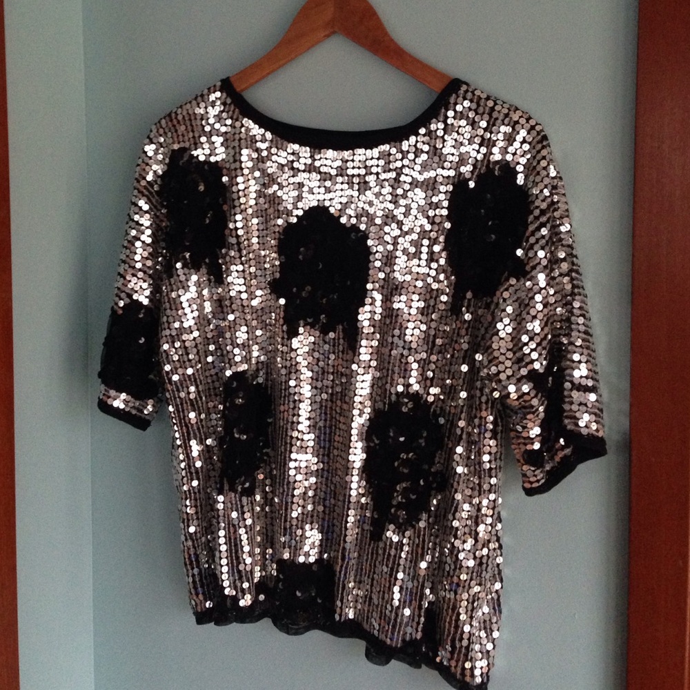 ASOS Black and Silver Sequin Crop Top